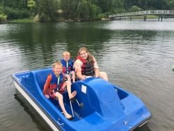 Family on a paddleboat