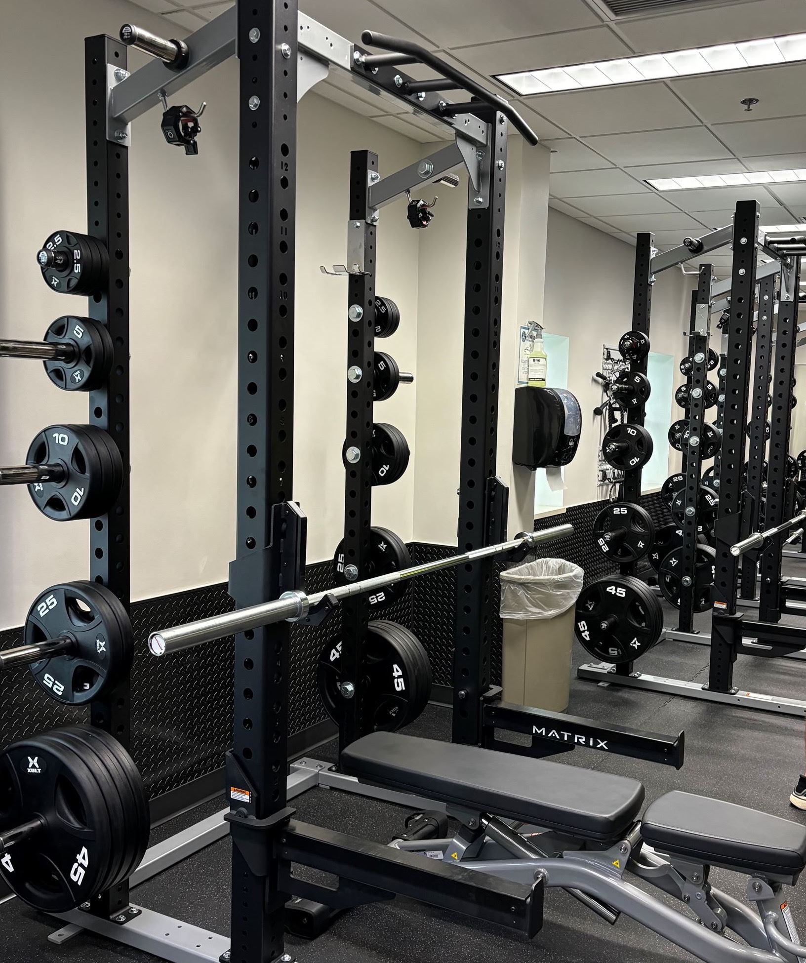 A photo of the new squat racks at the CCC