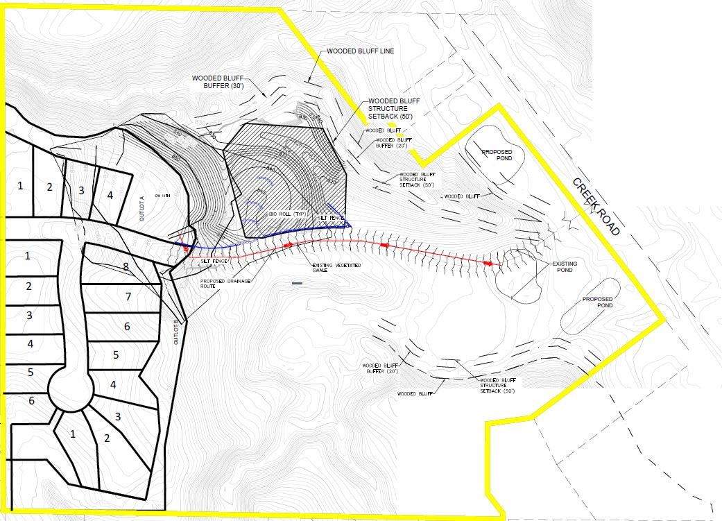 Grading Plan showing shaded area of property that will be impacted