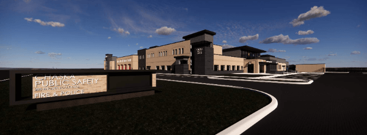 View from the northwest from Engler Boulevard