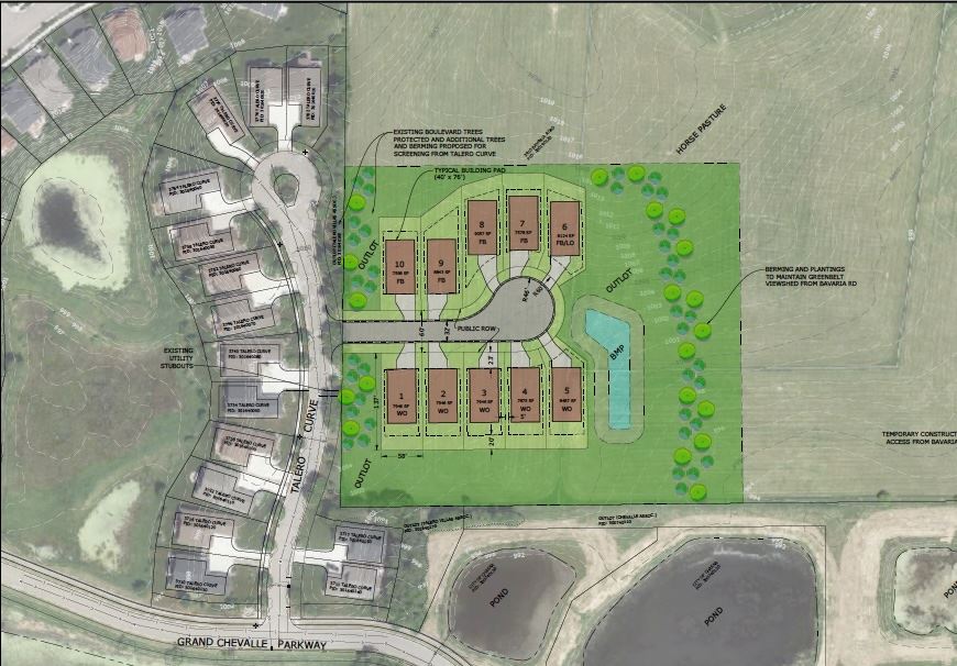 Concept Plan for 10 new homes built off of Talero Curve